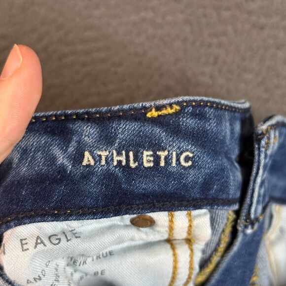 American Eagle Jeans Mens 30x34 Blue Athletic Fit Stretch Dark Wash Denim Pants - Picture 4 of 14